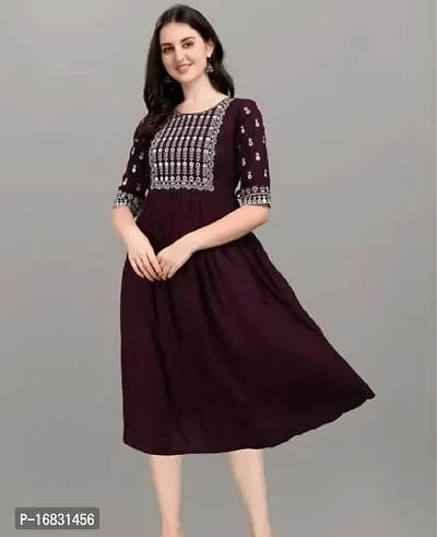 Purple Coloured Rayon Kurti-thumb0