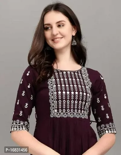 Purple Coloured Rayon Kurti-thumb4