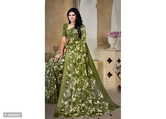 Elegant Cotton Printed Saree with Blouse Piece-thumb0