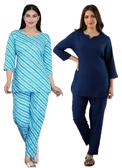 Rayon Night Suit Combo Pack of 2 Pieces