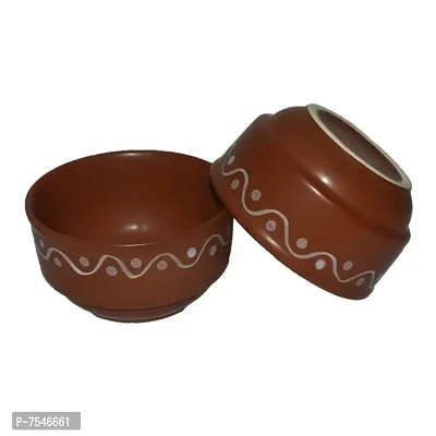 Kashi Crafts Ceramic Bowls | Katori for Cereals, Soup, Deserts, Snacks, Kitchen, Stoneware, Handcrafted, Brown, 200 ml, Set of 2
