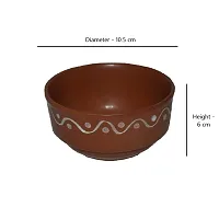 Kashi Crafts Ceramic Bowls | Katori for Cereals, Soup, Deserts, Snacks, Kitchen, Stoneware, Handcrafted, Brown, 200 ml, Set of 2-thumb1