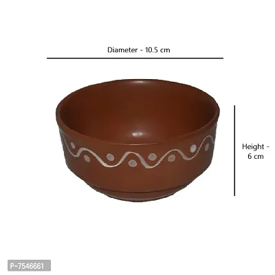 Kashi Crafts Ceramic Bowls | Katori for Cereals, Soup, Deserts, Snacks, Kitchen, Stoneware, Handcrafted, Brown, 200 ml, Set of 2-thumb2