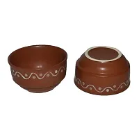 Kashi Crafts Ceramic Bowls | Katori for Cereals, Soup, Deserts, Snacks, Kitchen, Stoneware, Handcrafted, Brown, 200 ml, Set of 2-thumb3