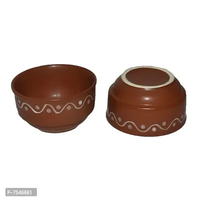 Kashi Crafts Ceramic Bowls | Katori for Cereals, Soup, Deserts, Snacks, Kitchen, Stoneware, Handcrafted, Brown, 200 ml, Set of 2-thumb4