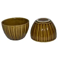 Kashi Crafts Ceramic Bowls | Katori for Cereals, Soup, Deserts, Snacks, Kitchen, Stoneware, Golden Brown, 250 ml, Set of 2-thumb2