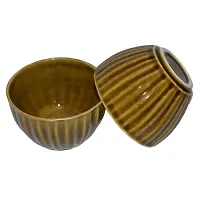 Kashi Crafts Ceramic Bowls | Katori for Cereals, Soup, Deserts, Snacks, Kitchen, Stoneware, Golden Brown, 250 ml, Set of 2-thumb4