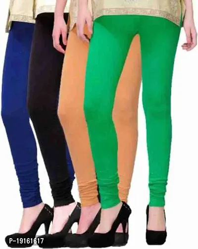 Fabulous  Cotton Lycra Solid Churidaars For Women Pack Of 4-thumb0