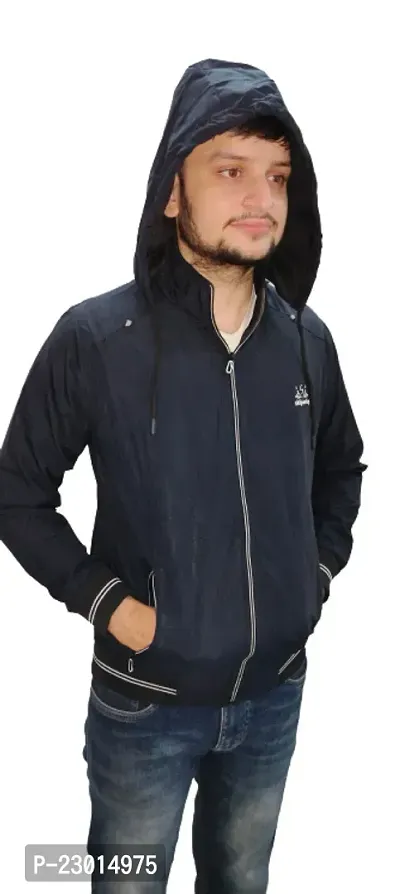 Stylish Navy Blue Polyester Solid Jackets For Men-thumb3