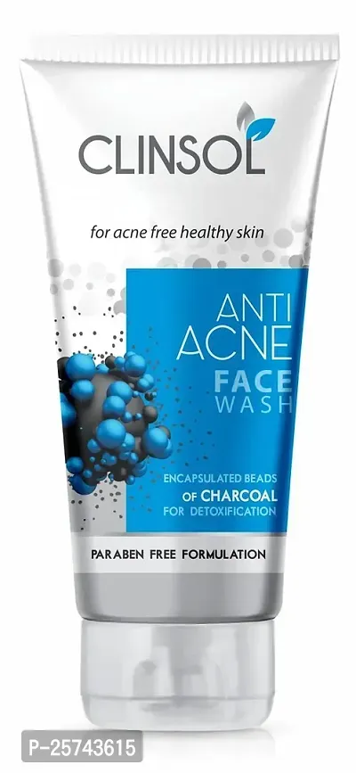 Leeford Clinsol Anti Acne Charcoal Facewash For Acne-Free And Healthy Skin With Encapsulated Beads Of Charcoal For Detoxifying Pack Of 1-thumb0