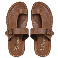 Stylish Brown Synthetic Leather Slipper For Men-thumb1
