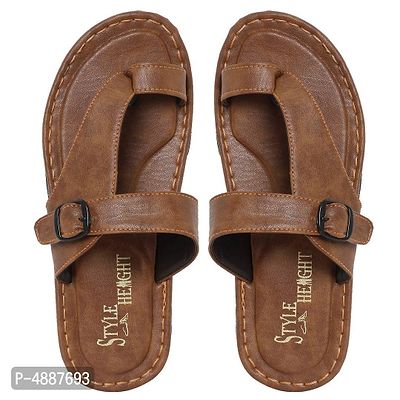 Stylish Brown Synthetic Leather Slipper For Men-thumb2