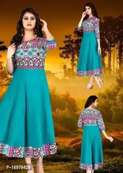 Stylish Blue Crepe Kurta For Women-thumb0