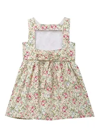 baby wish Girl Dress Knee Length Frock Floral Prints Girls Flutter Wings Sleeve Dress Girls Cotton Frock TOP (Yellow Rose, 1-2Y)-thumb1