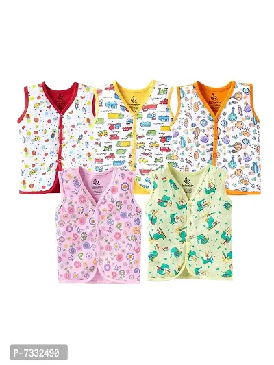 baby wish Baby Clothes Set for Kids Pure Cotton Snap Front Button Open Sleeve Less Jabla Vest T-Shirt Infant Dress Newborn Jhabla Pajama Set Kids Vest Set of 5