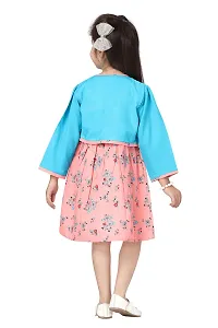 baby wish Girl Dress Full Length Fancy Frock Floral Prints Girls SleevelesJacket Frock Dress Girls Wedding Party Dress Two Piece Frock Top Bottom Gift Set ((Pink Jacket Frock, 1-2Y)-thumb3