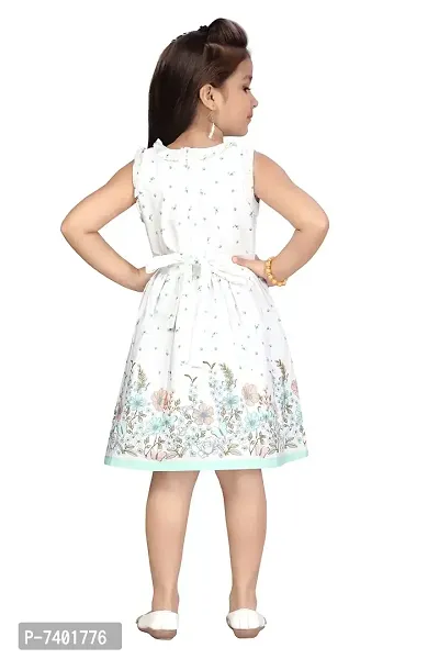 baby wish Girl Dress Knee Length Frock Floral Prints Girls Flutter Wings Sleeve Dress Girls Cotton Frock TOP (Blue Floral Frocks, 9-10Y)-thumb2