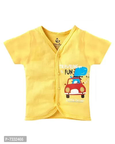 baby wish Baby Clothes Set for Kids Pure Cotton Snap Front Button Open Half Sleeves Jabla Vest T-Shirt Infant Dress Newborn Jhabla Pajama Set Kids Vest Set of 3-thumb5