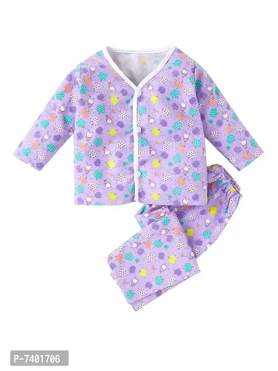 baby wish Baby Clothing Set for Winter Full Sleeve Flannel Jabalas for New Born Baby Clothes Set Tshirt Jhabla Pajama Set-thumb0