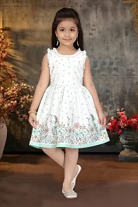 baby wish Girl Dress Knee Length Frock Floral Prints Girls Flutter Wings Sleeve Dress Girls Cotton Frock TOP (Blue Floral Frocks, 9-10Y)-thumb2