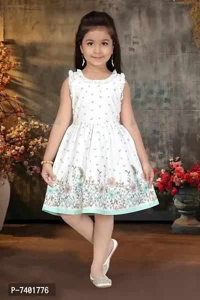 baby wish Girl Dress Knee Length Frock Floral Prints Girls Flutter Wings Sleeve Dress Girls Cotton Frock TOP (Blue Floral Frocks, 9-10Y)-thumb3