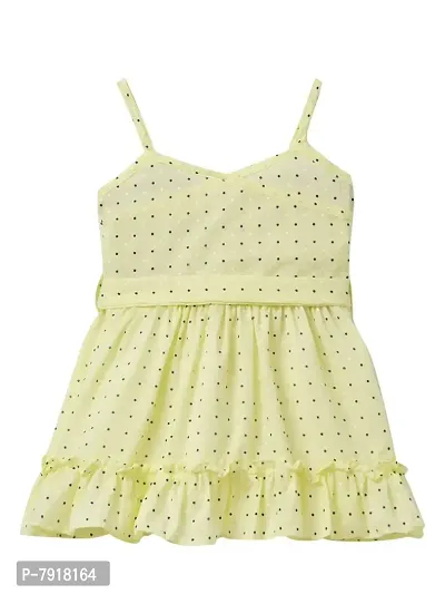 baby wish Girl Dress Babygirl Frock Floral Prints Girls Sleeveles Dress Girls Cotton Frock (Polka Dot Yellow, 4-5Y)