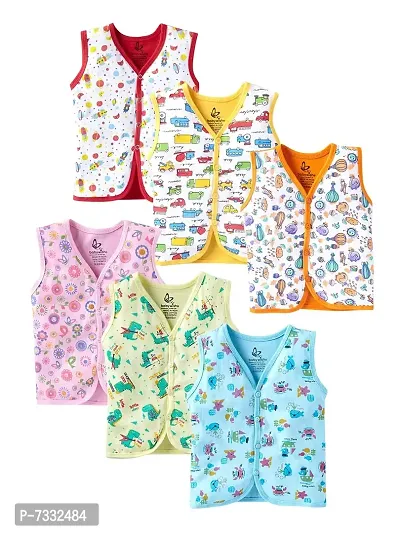 baby wish Baby Clothes Set for Kids Pure Cotton Snap Front Button Open Sleeve Less Jabla Vest T-Shirt Infant Dress Newborn Jhabla Pajama Set Kids Vest Theme Set of 6
