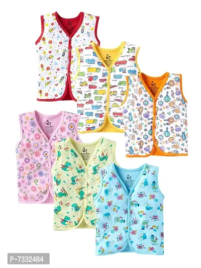 baby wish Baby Clothes Set for Kids Pure Cotton Snap Front Button Open Sleeve Less Jabla Vest T-Shirt Infant Dress Newborn Jhabla Pajama Set Kids Vest Theme Set of 6-thumb0