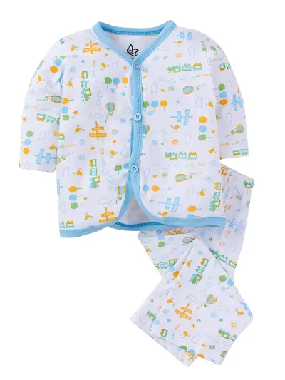 babywish Baby Boys and Baby Girl Clothing Set 100% Cotton Full Sleeve Jhabla T-Shirt Trouser Pajama Newbrn Kids Clothes Set