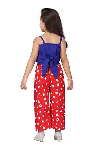 baby wish Girl Dress Full Length Fancy Frock Floral Prints Girls Sleeveles Top Plazzo Set Dress Girls Wedding Party Dress Two Piece Frock Top Bottom Gift Set (Red Daisy Plazzo, 3-4Y)-thumb2