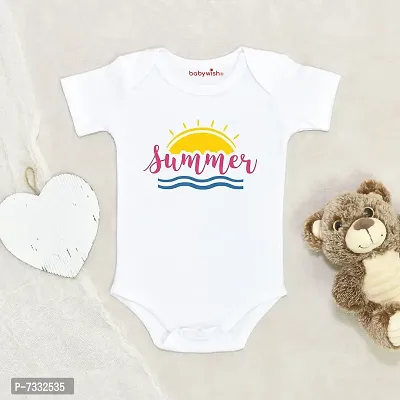 baby wish Summer gifted to Baby Bodysuits Newborn occasion Romper Half Sleeve Envelope Neck Cute Outfit Hello Summer Sky -thumb2