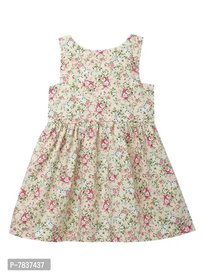 baby wish Girl Dress Knee Length Frock Floral Prints Girls Flutter Wings Sleeve Dress Girls Cotton Frock TOP (Yellow Rose, 1-2Y)-thumb0