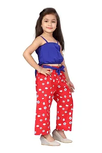 baby wish Girl Dress Full Length Fancy Frock Floral Prints Girls Sleeveles Top Plazzo Set Dress Girls Wedding Party Dress Two Piece Frock Top Bottom Gift Set (Red Daisy Plazzo, 3-4Y)-thumb4