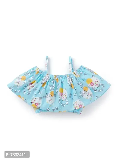 baby wish Girl's Dresses Frock for Girl's Off Shoulder Short Sleeve Outfits Floral Prints Ruffle Two Piece Crop Tops Skirt Set Fancy Toddler Clothes Girl Wear-thumb2