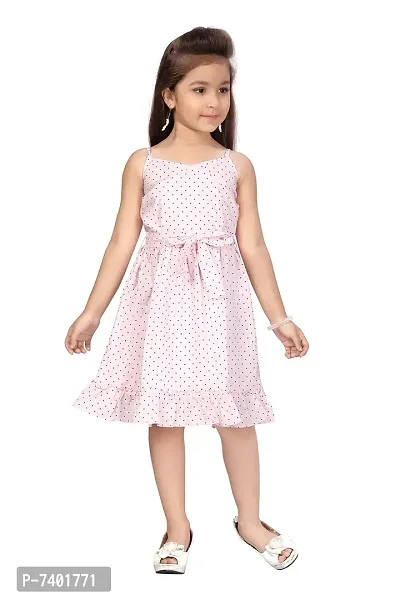 baby wish Girl Dress Knee Length Frock Floral Prints Girls Flutter Wings Sleeve Dress Girls Cotton Frock TOP Pink Lace Frocks (0-10 Years)