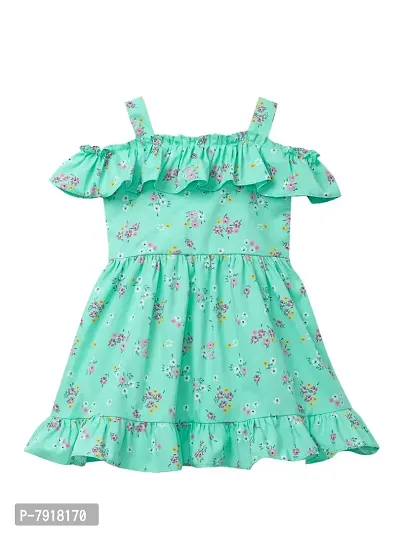 baby wish Baby Girl's Frock With Flutter Wings (CLKIDFRKCTSL-22015-GN-WINDFLOWER-01Y_Green Flower_0 Months-12 Months)