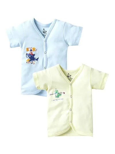 baby wish Baby Boy's Cotton Front Open Full Sleeves Vest- Tshirt