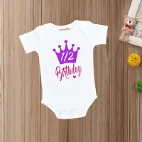 baby wish Half Birthday Baby Bodysuits Newborn Romper Half Sleeve Envelope Neck Cute Outfit 1/2 Birthday (9-12 Months, White)-thumb1