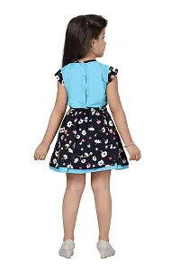 baby wish Girl Dress Knee Length Fancy Frock Floral Prints Girls Half Sleeve Dress Girls Cotton Frock Midi Wedding Party Dress Two Piece Frock Top Skirt Gift Set (BlueBells Floral Blue, 4-5Y)-thumb2