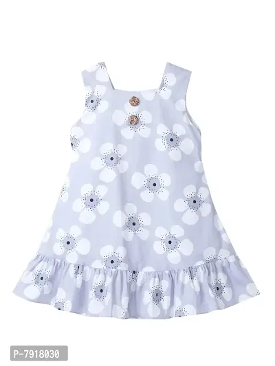 baby wish Girl Dress Babygirl Frock Floral Prints Girls Sleeveles Dress Girls Cotton Frock (Floral Button Blue, 5-6Y)-thumb0
