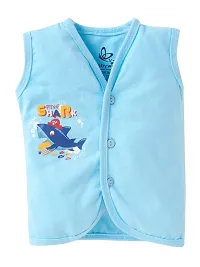baby wish Baby Clothes Set for Kids Pure Cotton Snap Front Button Open Half Sleeves Jabla Vest T-Shirt Infant Dress Newborn Jhabla Pajama Set Kids Vest Set (Marine Set, 12-18M)-thumb4