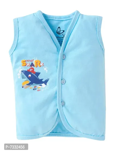 baby wish Baby Clothes Set for Kids Pure Cotton Snap Front Button Open Half Sleeves Jabla Vest T-Shirt Infant Dress Newborn Jhabla Pajama Set Kids Vest Set (Marine Set, 12-18M)-thumb5