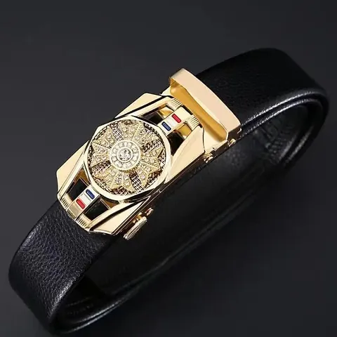 Sonrisa Fashion Mens Pu Leather Belt Automatic Men can be cut Genuine Belt For Men