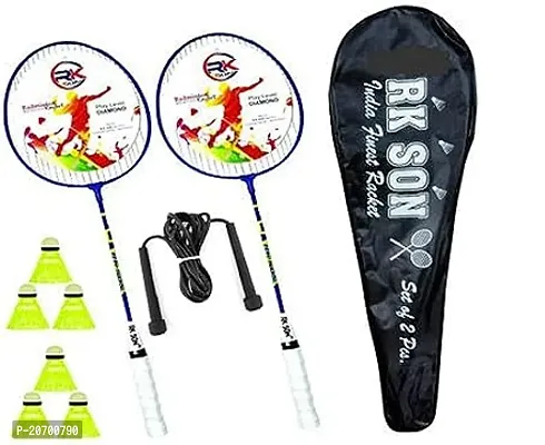 Badminton Rackets Set Of 2 For Kids And Adults With 6 Piece Shuttles-thumb0
