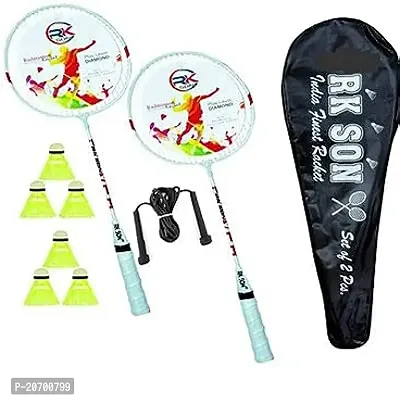 Badminton Rackets Set Of 2 For Kids And Adults With 6 Piece Shuttles