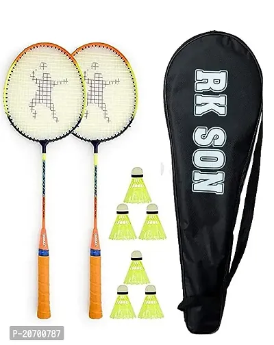 Badminton Kit [Rackets, 6 Pieces Shuttle, Nylon Cover, Multicolour-thumb0