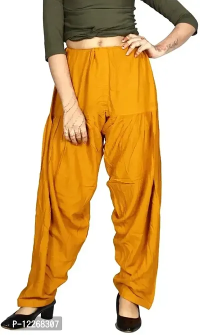 Branded Century Women's Traditional Cotton Full Patiala Salwar/Punjabi Bottom with Heavy Fall (Stitched) (Mustard)