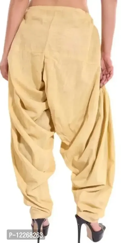 Branded Century Women's Traditional Cotton Full Patiala Salwar/Punjabi Bottom with Heavy Fall (Stitched) (Beige)-thumb4