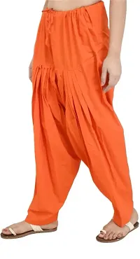 Branded Century Women's Traditional Cotton Full Patiala Salwar/Punjabi Bottom with Heavy Fall (Stitched) (Orange)-thumb1