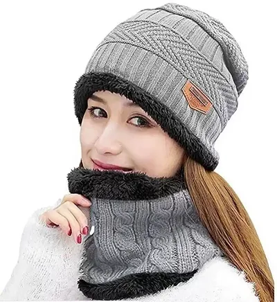 Stylish Woolen Cap Winter Warm With Fur Inside